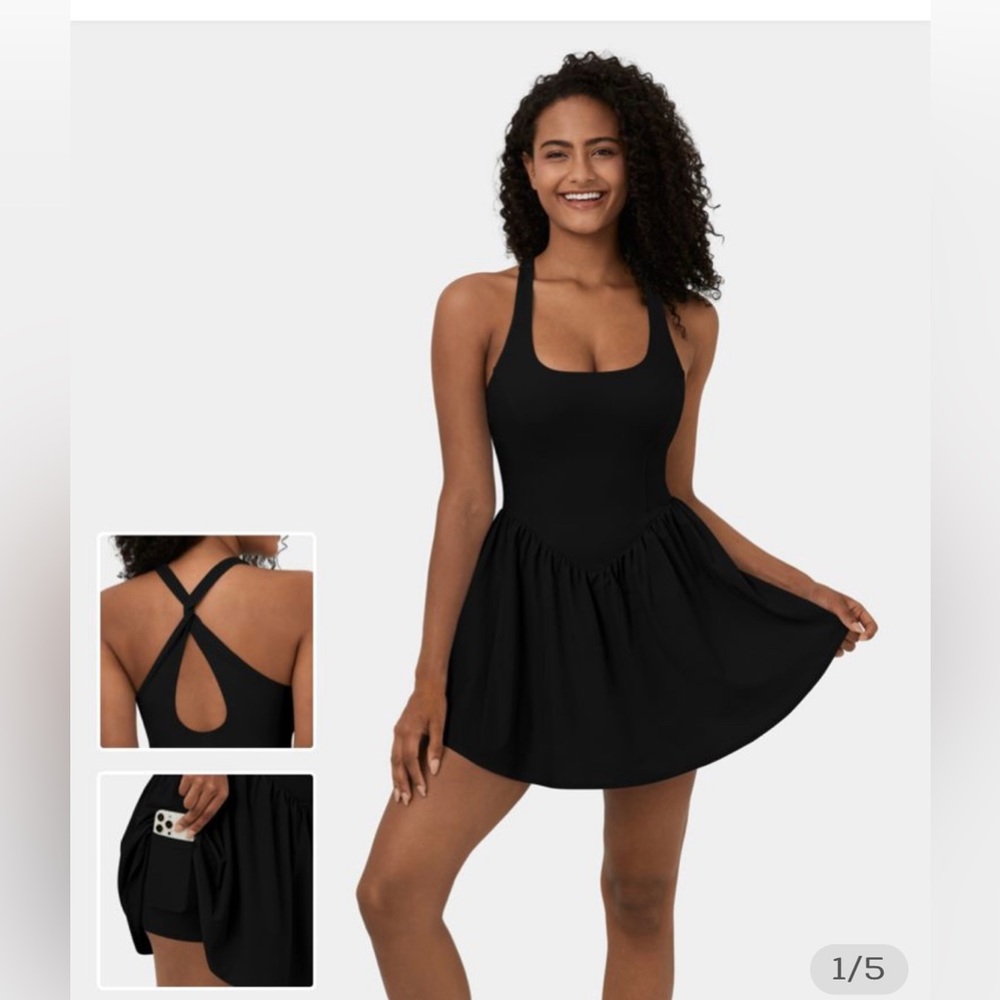 NWT black Breezeful Square Neck Backless Cut Out Crisscross Flowy Casual Dress